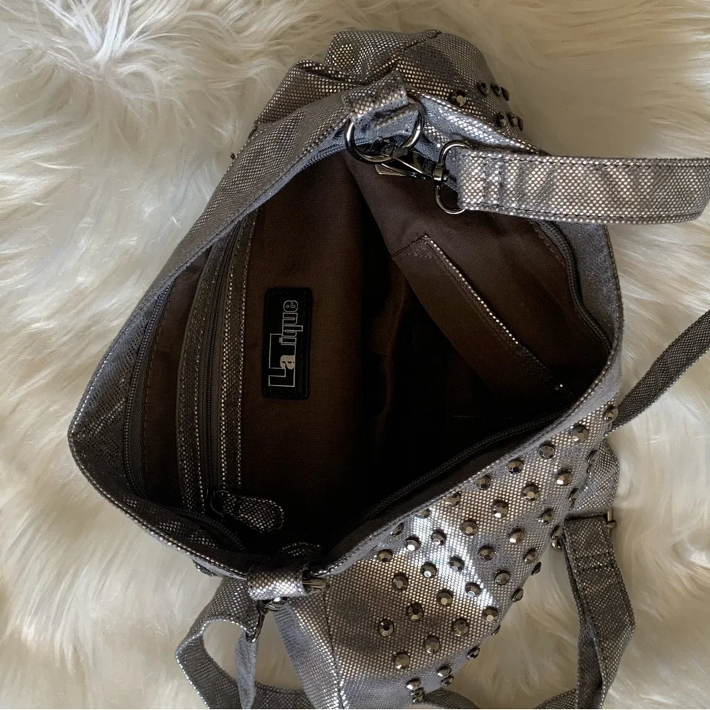 Studded Metallic Hobo Bag